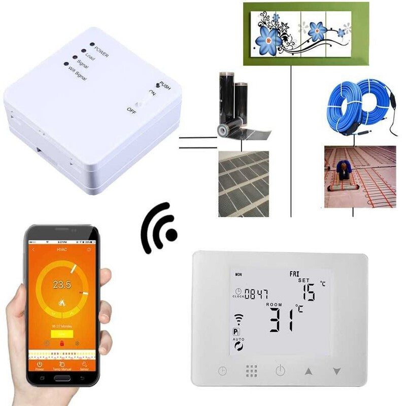 Termostat smart HYSEN HY09RF-WiFi Tuya, incalzire electrica Termostat smart HYSEN HY09RF-WiFi Tuya, incalzire electrica